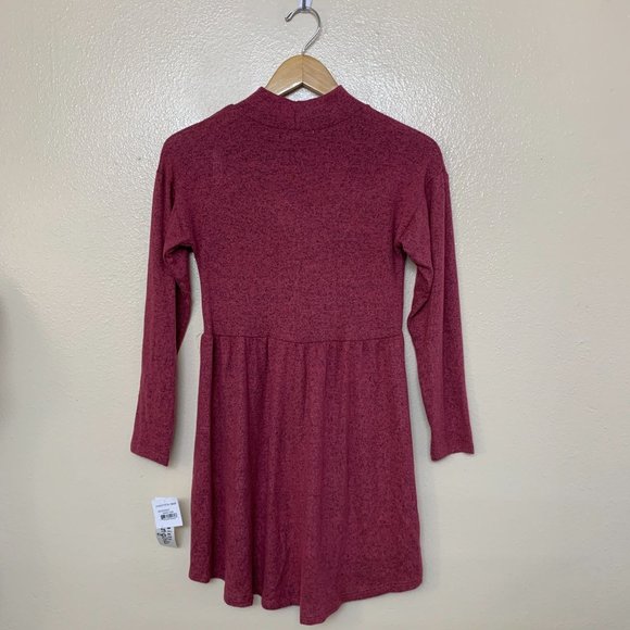 Ten Sixty Sherman Girls Nordstrom Mock Neck Skater Dress Large Dark Pink - Picture 2 of 9